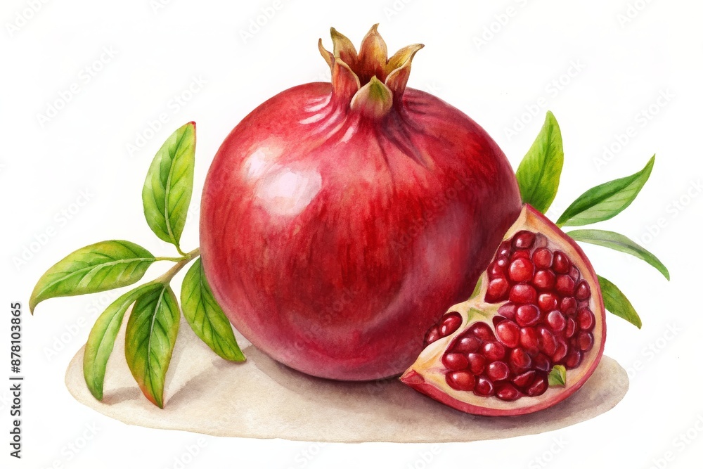 A red pomegranate is cut in half A red pomegranate is cut in half
