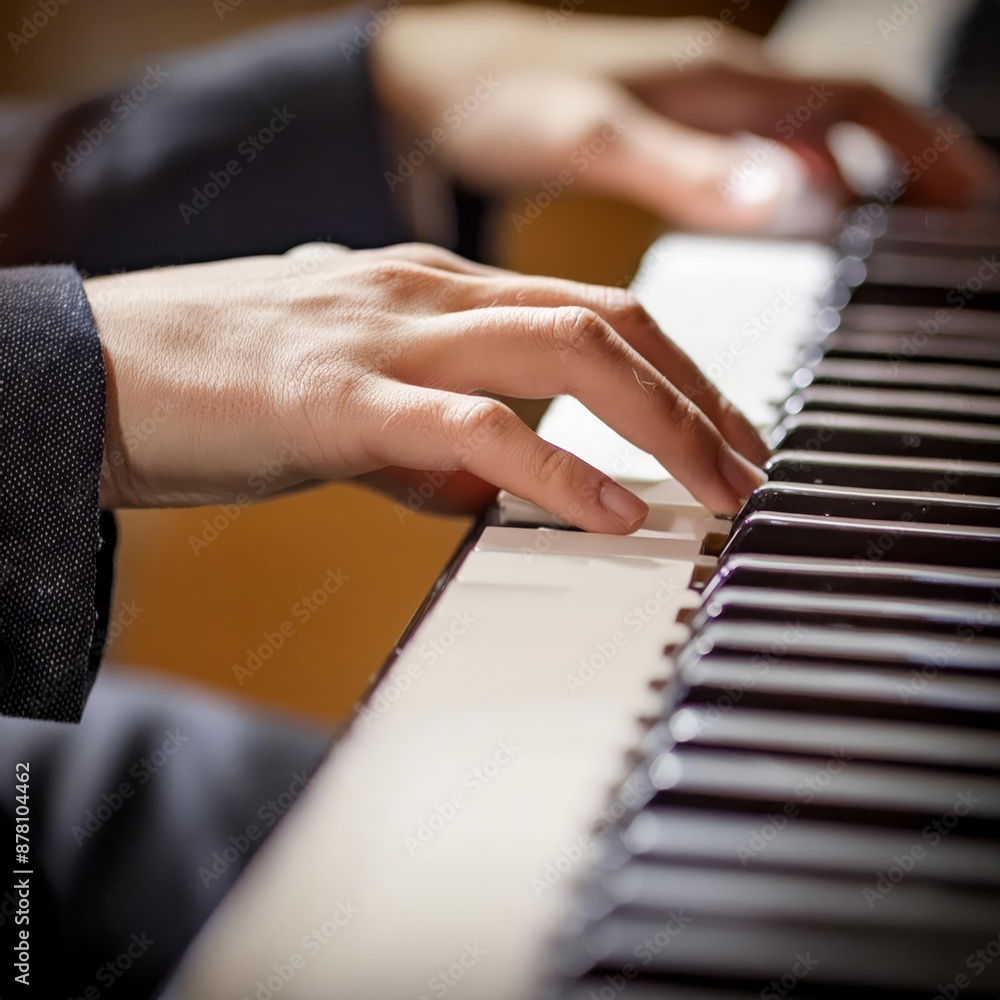 Piano Player - Playing the Piano during Concert or Christmas - Romantic Playing of the Piano - Black Grand Piano during a Performance - Classical Instrument in a Orchestra - Closeup of the Player Hand Piano Player - Playing the Piano during Concert or Christmas - Romantic Playing of the Piano - Black Grand Piano during a Performance - Classical Instrument in a Orchestra - Closeup of the Player Hand