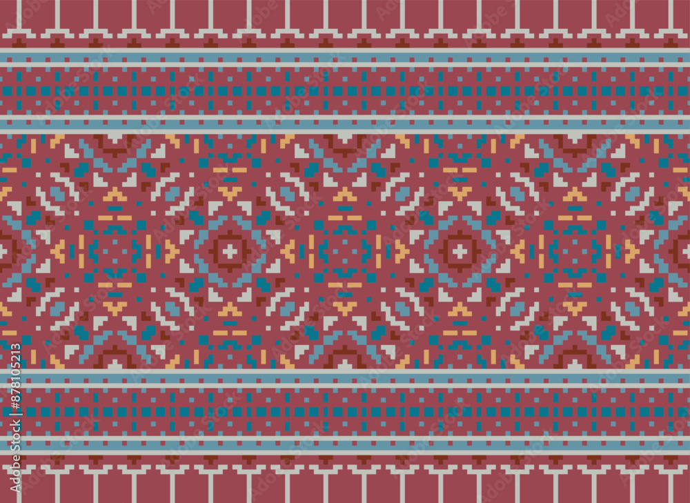 Obraz premium Tribal striped seamless pattern. Aztec geometric black-white background. Can be used in fabric design for clothes, accessories, decorative paper, wrapping,