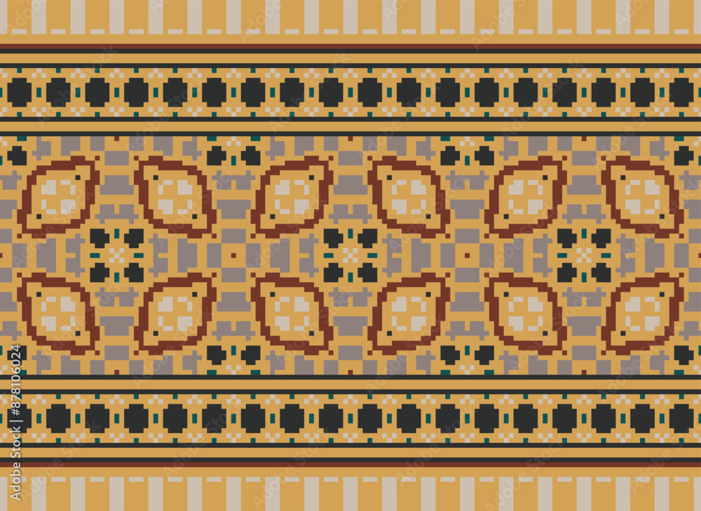 Obraz premium Tribal striped seamless pattern. Aztec geometric black-white background. Can be used in fabric design for clothes, accessories, decorative paper, wrapping,