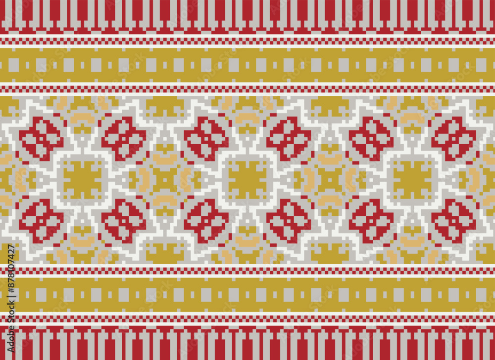 Obraz premium Tribal striped seamless pattern. Aztec geometric black-white background. Can be used in fabric design for clothes, accessories, decorative paper, wrapping,