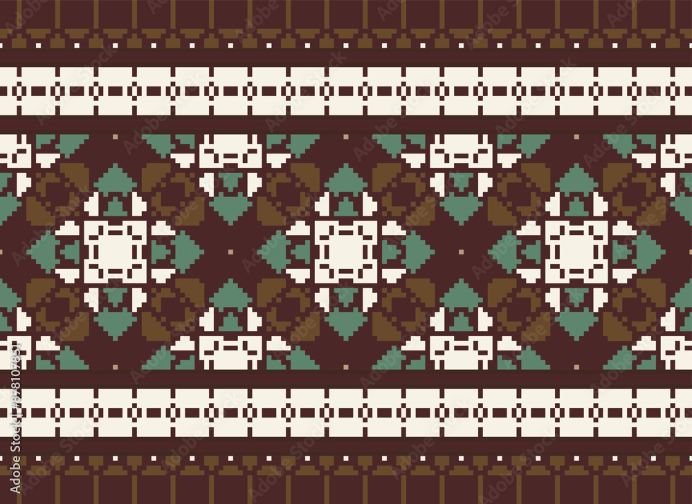 Obraz premium Tribal striped seamless pattern. Aztec geometric black-white background. Can be used in fabric design for clothes, accessories, decorative paper, wrapping,