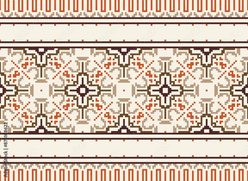 Obraz premium Tribal striped seamless pattern. Aztec geometric black-white background. Can be used in fabric design for clothes, accessories, decorative paper, wrapping,