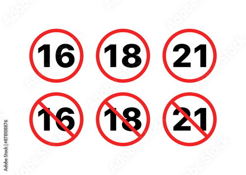 Age Allowed Set Icons. Prohibitory Icon Sign. Flat style. Vector icons. Free Download Age Allowed Set Icons. Prohibitory Icon Sign. Flat style. Vector icons. - GFXLoad