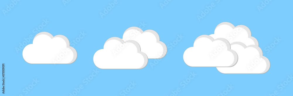 Clouds icons. Flat style. Vector icons. Clouds icons. Flat style. Vector icons.