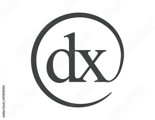 DX logo from two letter with circle shape email sign style. D and X round logotype of business company