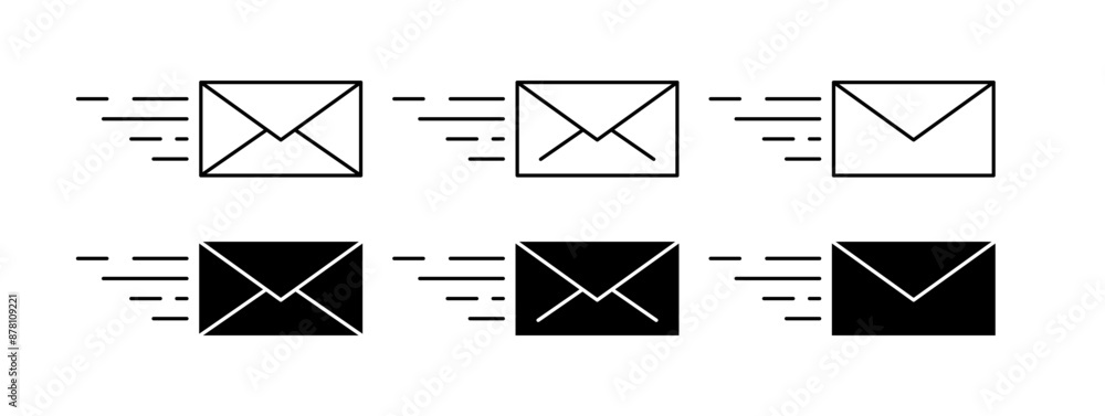 Mail set icons. Linear and Silhouette style. Vector icons. Mail set icons. Linear and Silhouette style. Vector icons.