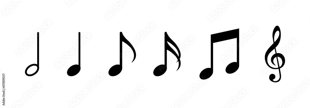 Fototapeta premium Icon set Notes. Music icons. Flat and Silhouette style. Vector icons.