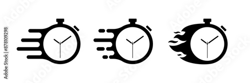 Timer set icons. Silhouette style. Vector icons.