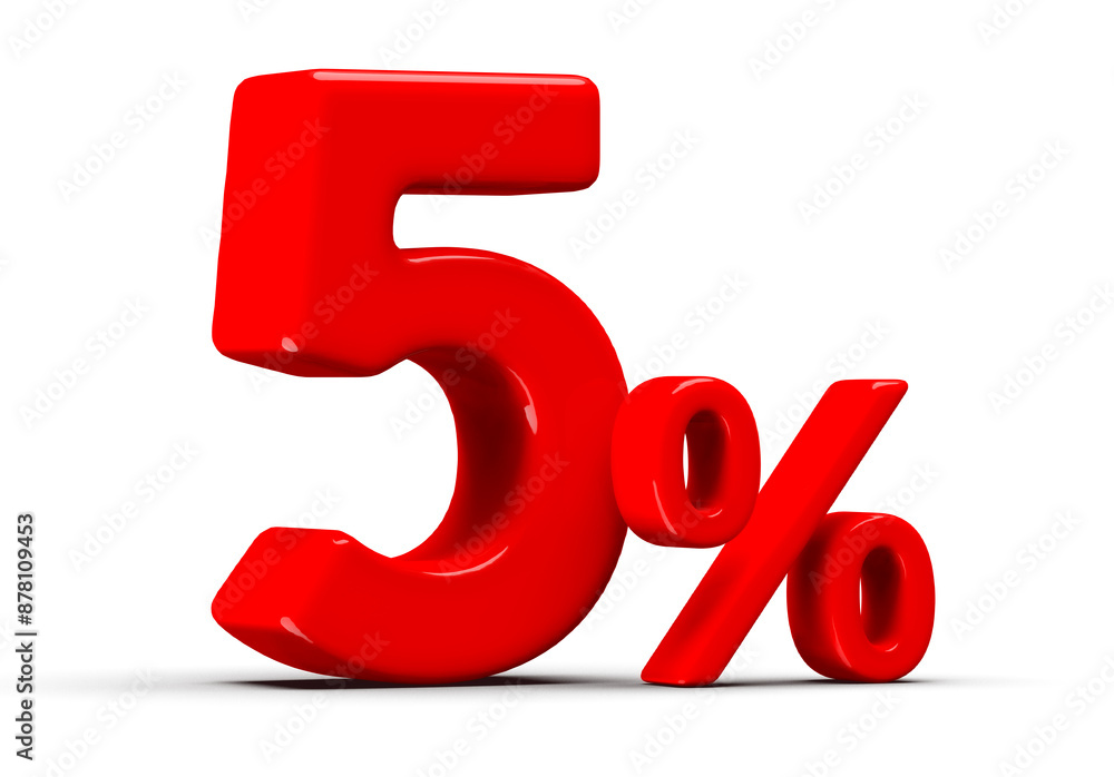 5 Percent Off Sale Red Number 3D 5 Percent Off Sale Red Number 3D