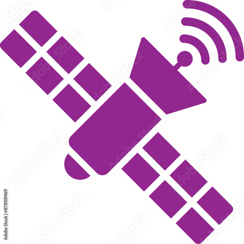 Purple and White Satellite icon in Flat Style.