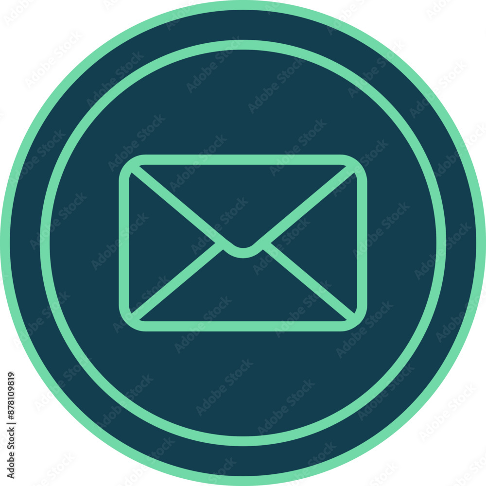 Flat Style Mail Button Icon In Teal Color. Flat Style Mail Button Icon In Teal Color.