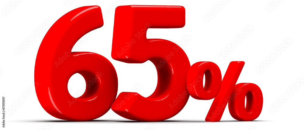 65 Percent Off Sale Red Number 3D 65 Percent Off Sale Red Number 3D