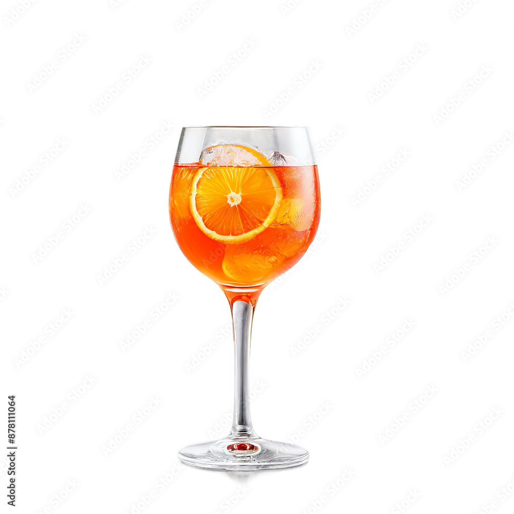 Aperol spritz cocktail with orange slice ice cubes and soda float vibrant orange liquid served Aperol spritz cocktail with orange slice ice cubes and soda float vibrant orange liquid served