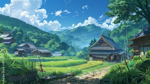 village landscape anime style
