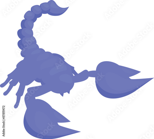 Blue scorpion raising its stinger with claws open wide ready to strike