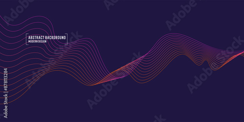 Wavy, wriggling lines on a dark background. Abstract background with amorphous shapes. A template for placing text and information. Beautiful stylish design.