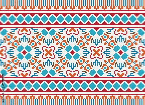 Folk ornament, national pattern, ethnic embroidery, ornamental texture, traditional geometric motives of the tribes of the African continent.