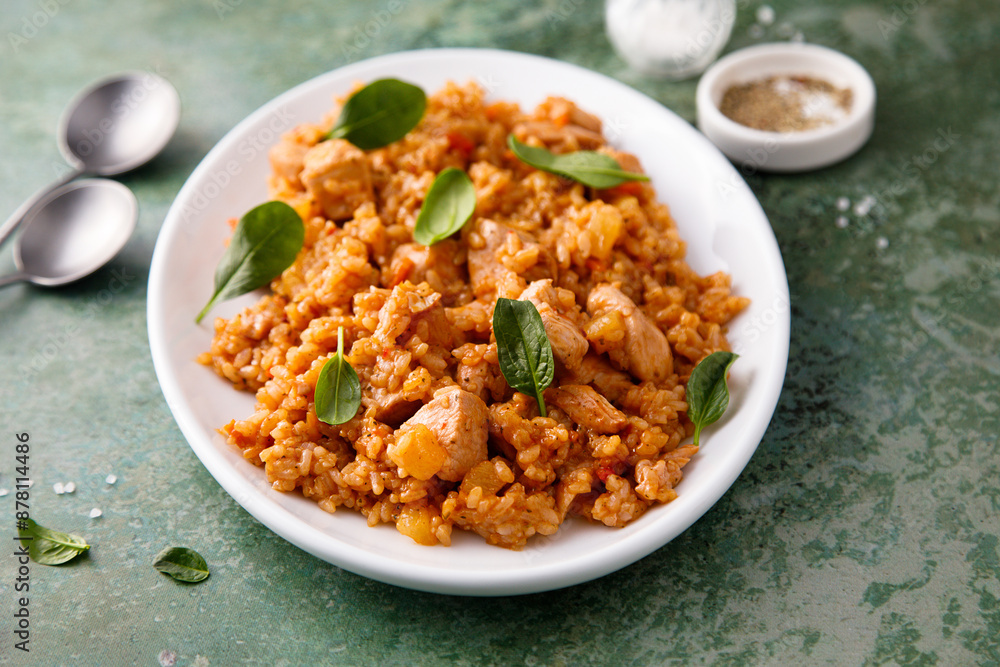 Spicy rice with chicken and pineapple Spicy rice with chicken and pineapple