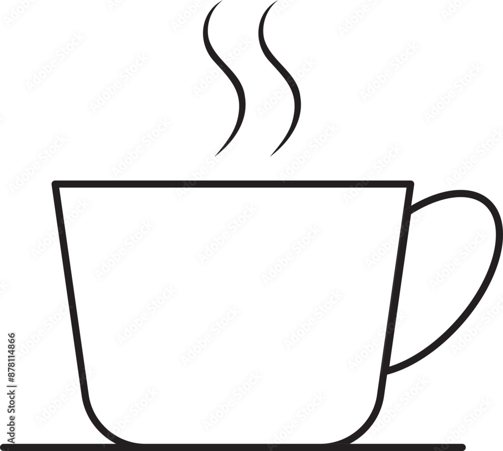 Hot Coffee or Tea Cup Icon in Line Art.