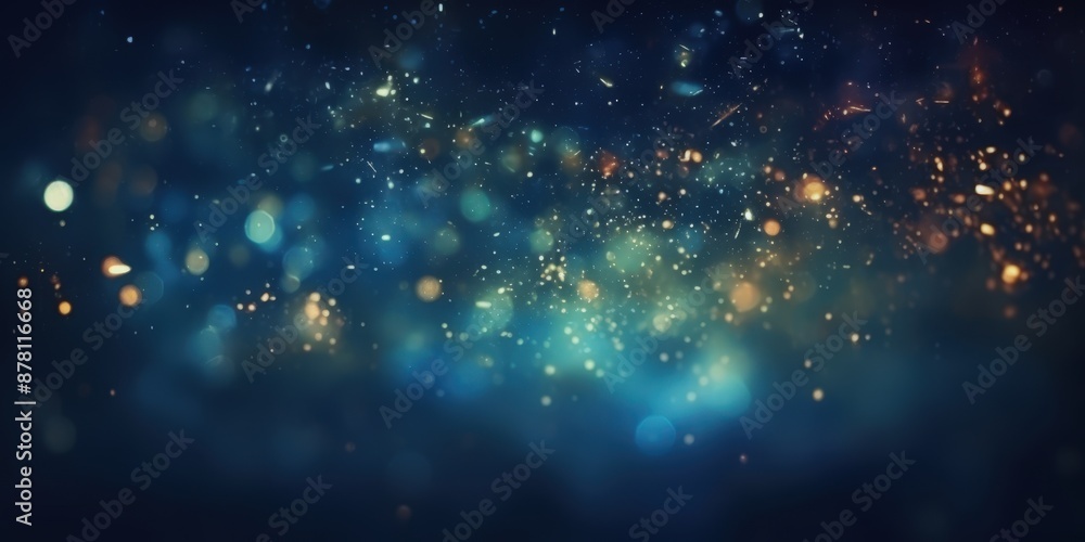Naklejka premium Abstract Blue and Gold Bokeh Background, Bokeh Lights,Abstract Blurry Lights