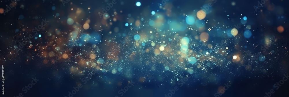 Obraz premium Abstract Blue and Gold Bokeh Background, Bokeh Lights,Abstract Blurry Lights