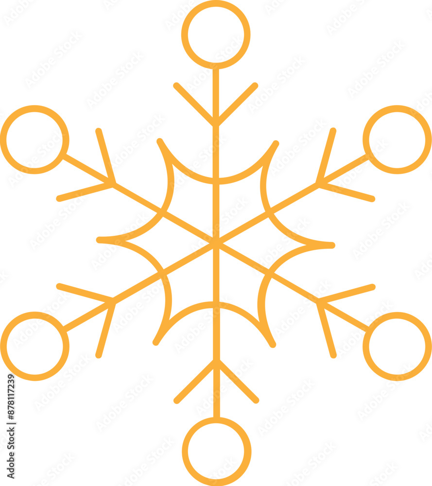 Isolated Snowflake Yellow Thin Linear Icon. Isolated Snowflake Yellow Thin Linear Icon.