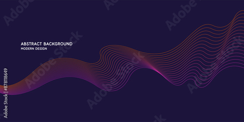 Wavy, wriggling lines on a dark background. Abstract background with amorphous shapes. A template for placing text and information. Beautiful stylish design.