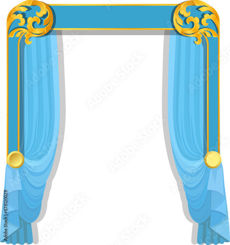 Curtains Blue color, Luxury curtains, victorian Curtains style frame.