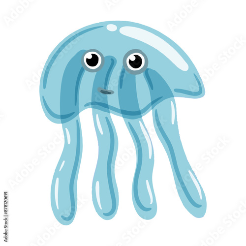 Vector image of a cute colorful Jellyfish. This illustration showcases the intricate features of an jellyfish's anatomy. Perfect for educational materials and animal-themed projects. Isolated image.