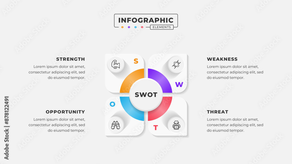 Naklejka premium Swot analysis infographic template with icons