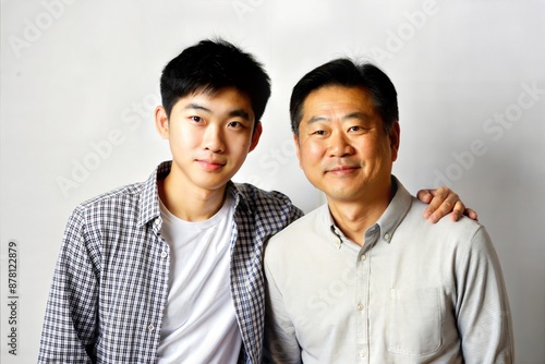 Portrait of Asian Father and Teenage Son 