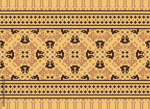 Geometric ethnic oriental seamless pattern traditional Design for background,carpet,wallpaper.clothing,wrapping,Batik fabric,Vector illustration.embroidery style - Sadu, sadou,