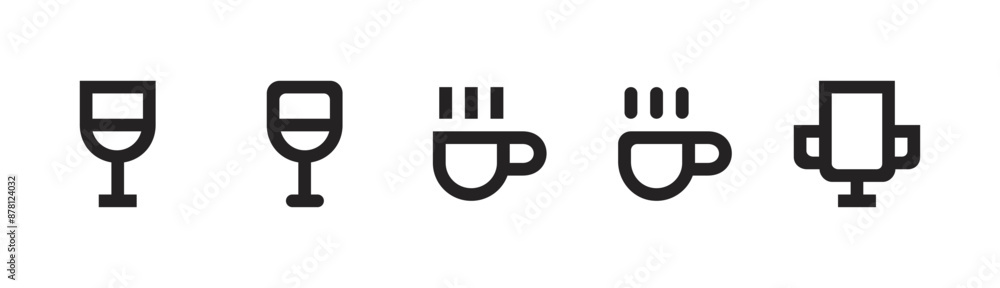 Drink lines icons set on white background Drink lines icons set on white background