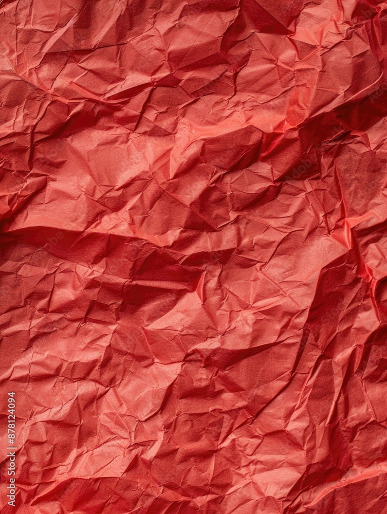 A close-up shot of a red, crumpled piece of paper A close-up shot of a red, crumpled piece of paper