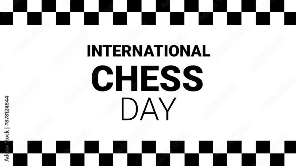 world chess day animation. Outline of chess piece with text in front of ...