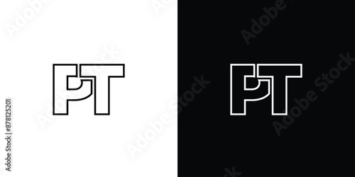 Letter P and T, PT logo design template. Minimal monogram initial based logotype.