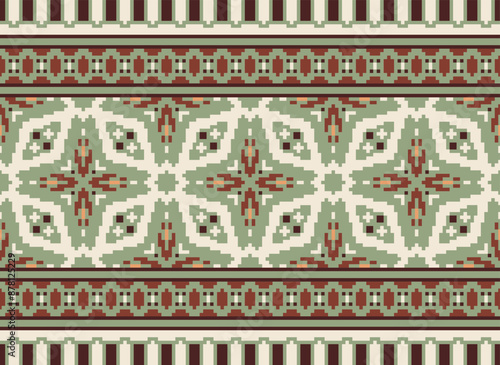 Geometric ethnic oriental seamless pattern traditional Design for background,carpet,wallpaper.clothing,wrapping,Batik fabric,Vector illustration.embroidery style - Sadu, sadou,