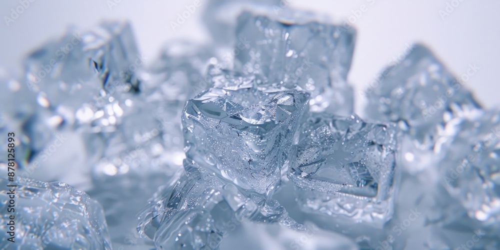 A pile of ice cubes sits on a table, ready for use in a variety of applications A pile of ice cubes sits on a table, ready for use in a variety of applications