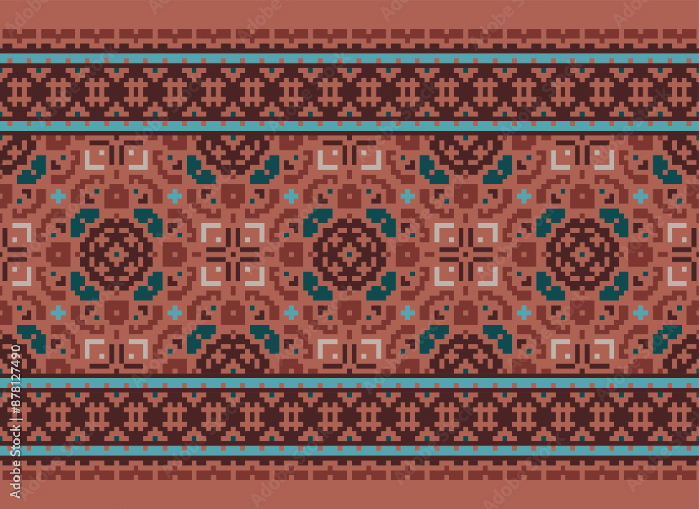 Geometric ethnic oriental seamless pattern traditional Design for background,carpet,wallpaper.clothing,wrapping,Batik fabric,Vector illustration.embroidery style - Sadu, sadou, Geometric ethnic oriental seamless pattern traditional Design for background,carpet,wallpaper.clothing,wrapping,Batik fabric,Vector illustration.embroidery style - Sadu, sadou,