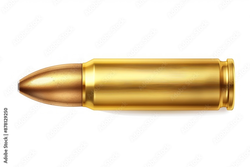 luxurious gold bullet seen against a pristine white backdrop, glowing in the light. luxurious gold bullet seen against a pristine white backdrop, glowing in the light.