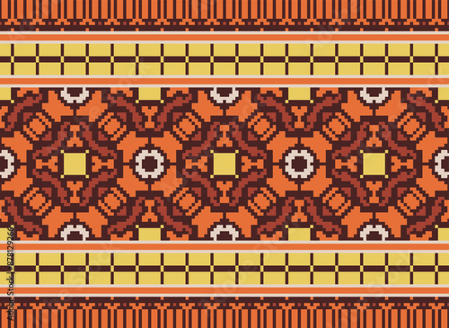 Geometric ethnic oriental seamless pattern traditional Design for background,carpet,wallpaper.clothing,wrapping,Batik fabric,Vector illustration.embroidery style - Sadu, sadou,