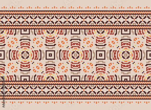 Geometric ethnic oriental seamless pattern traditional Design for background,carpet,wallpaper.clothing,wrapping,Batik fabric,Vector illustration.embroidery style - Sadu, sadou,
