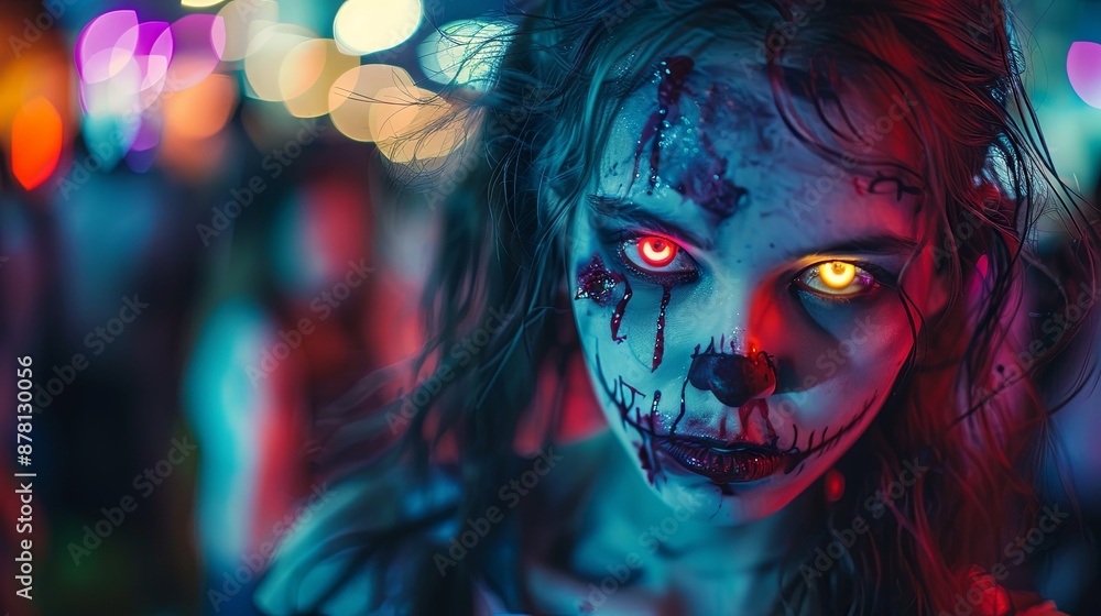 Teen girl in zombie costume at halloween party Teen girl in zombie costume at halloween party