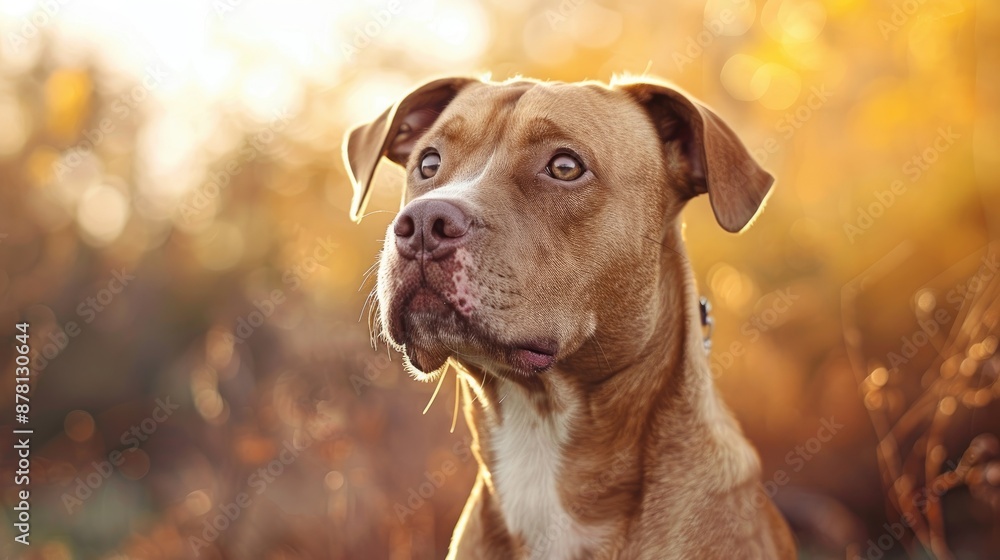 Pit Bull Labrador Retriever Mix Canine in Fawn and White on Bright Background Pit Bull Labrador Retriever Mix Canine in Fawn and White on Bright Background