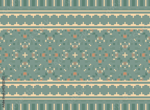 Geometric ethnic oriental seamless pattern traditional Design for background,carpet,wallpaper.clothing,wrapping,Batik fabric,Vector illustration.embroidery style - Sadu, sadou,