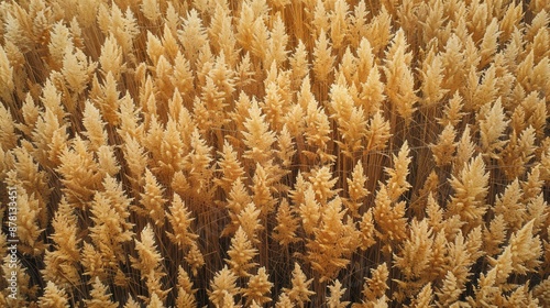 Golden wheat field aerial view abundant harvest, natural agriculture landscape