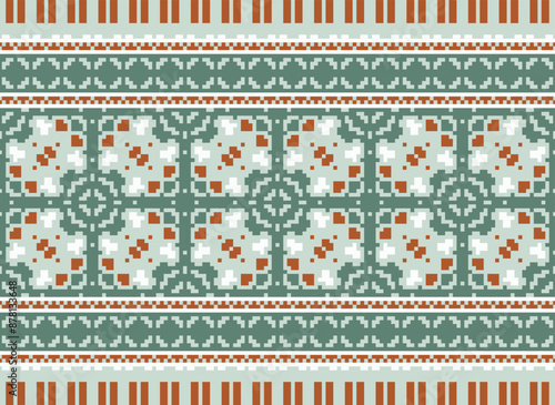 Geometric ethnic oriental seamless pattern traditional Design for background,carpet,wallpaper.clothing,wrapping,Batik fabric,Vector illustration.embroidery style - Sadu, sadou,