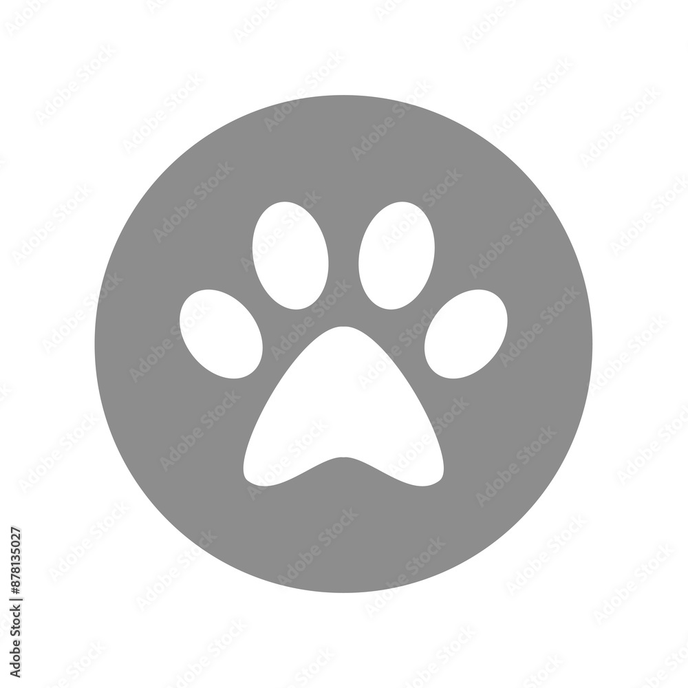 Paw pet print vector icon. Dog footprint in circle symbol. Paw pet print vector icon. Dog footprint in circle symbol.