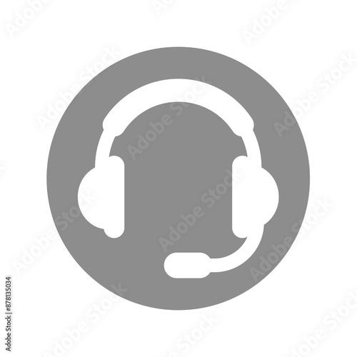 Headset with microphone in circle vector icon. Call center, helpline symbol.